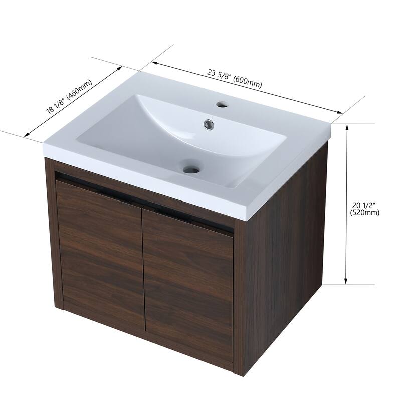 Beingnext 24" Bathroom Vanity with Sink, Floating Bathroom Vanity With